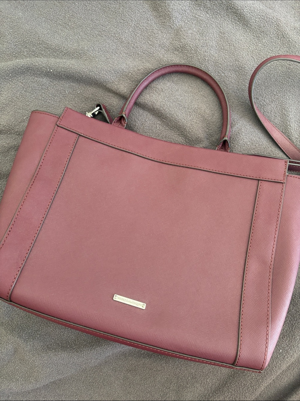 Rebecca Minkoff Burgundy Structured Tote Handbag